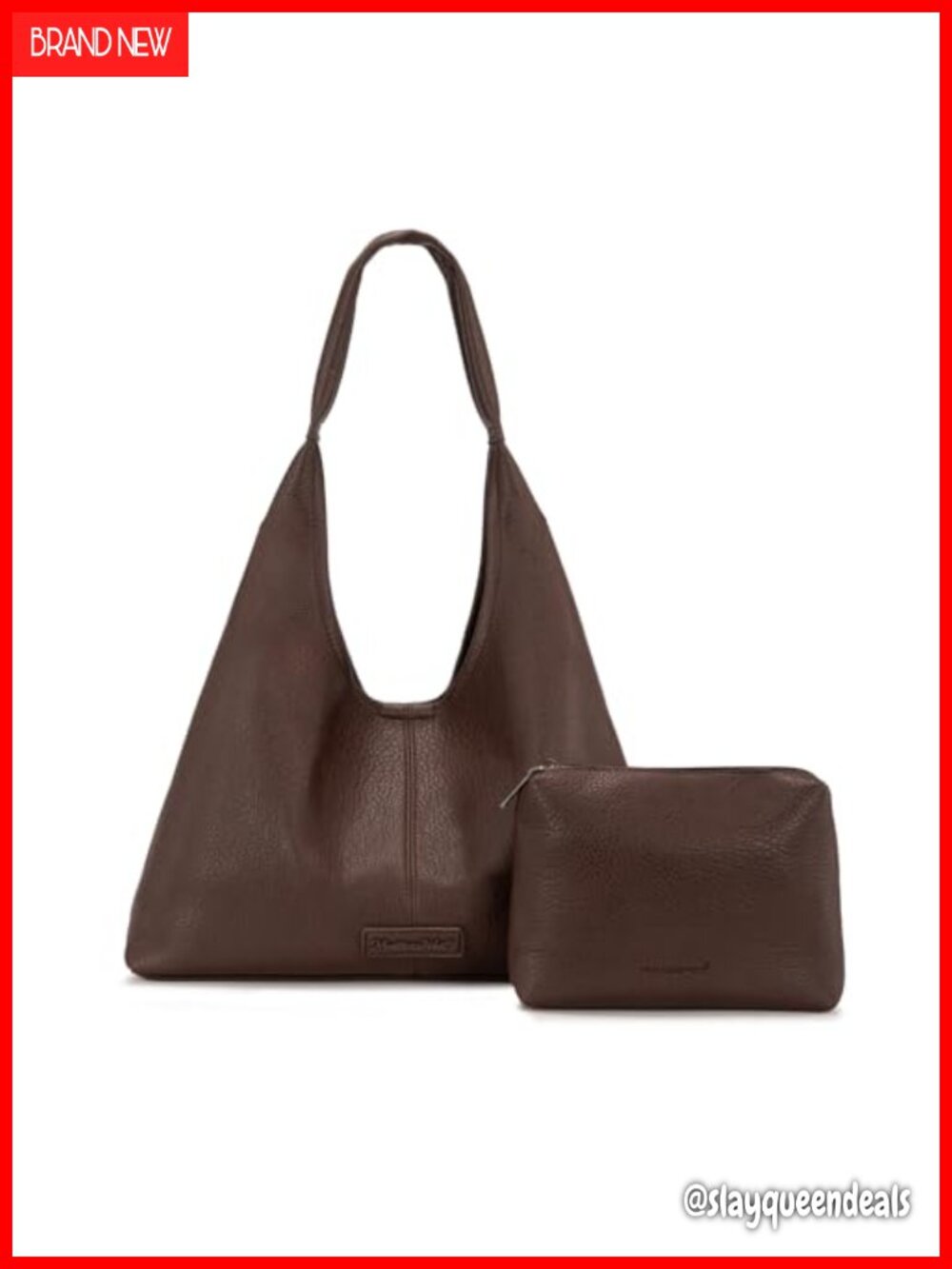 Slouchy Hobo Shoulder Bag Faux Leather Tote with Pouch